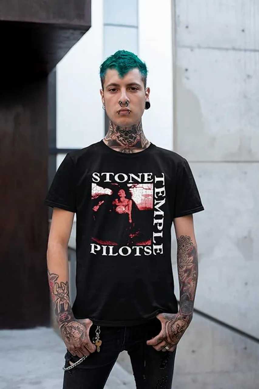 Hip Hop Stone Temple Pilots Band T-Shirt Men Women Casual Short Sleeve Oversized Punk American European Street Harajuku Me TeesT250213