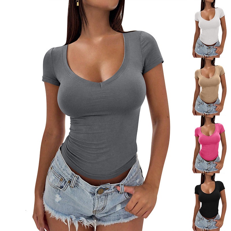 Designer Women Clothing 2025 Summer High-end Slim Fit Fashionable Women Round Neck Short Sleeved T-shirt