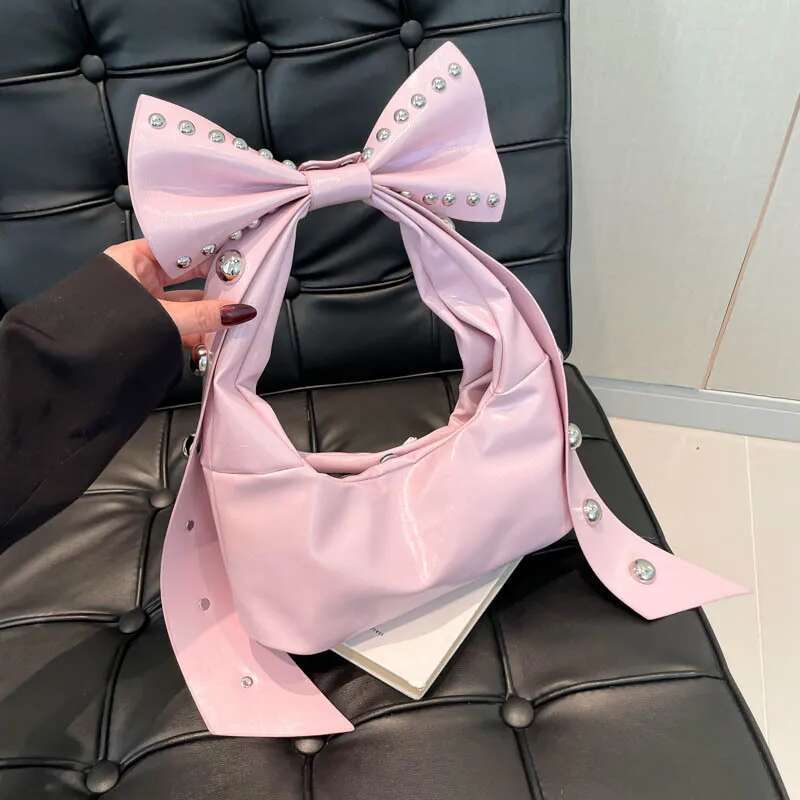 Trendy Bowknot Underarm Women2025new Fashion Personality Studded Sweet Cool Girl Shoulder Women's Bag