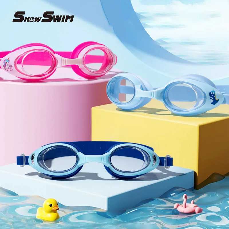 Childrens Swimming Goggles Anti-fog HD Boys Girls Swimming Glasses Swimming Cap Set Small Frame Waterproof Diving Equipment Z250215