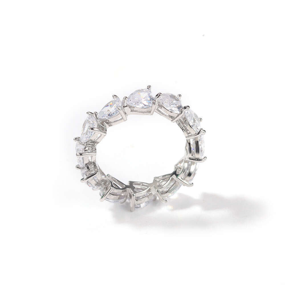 New Fashion Hip Hop for Men's Personalized Single Row Love moissanite Ring Jewelry