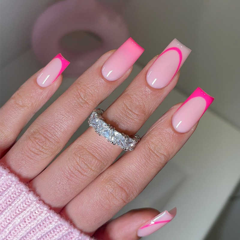 False Nails French style nail art patches are popular with 24 finished nail art patches available for wearing H25215