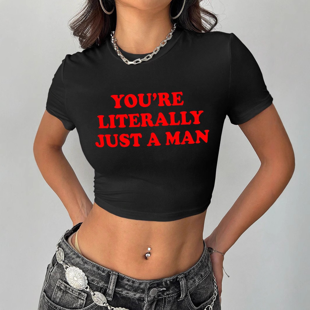 Designer Fashion Casual Top Bare Umbilical Casual Sleeve Y2k Printed T-shirt Short Top New Women's Wear
