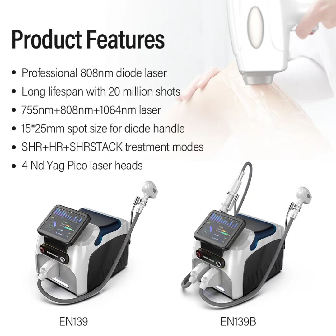 2 In 1 Picosecond Laser diode laser 755nm 808nm 1064nm Hair removal picolaser nd yag tattoo removal machine