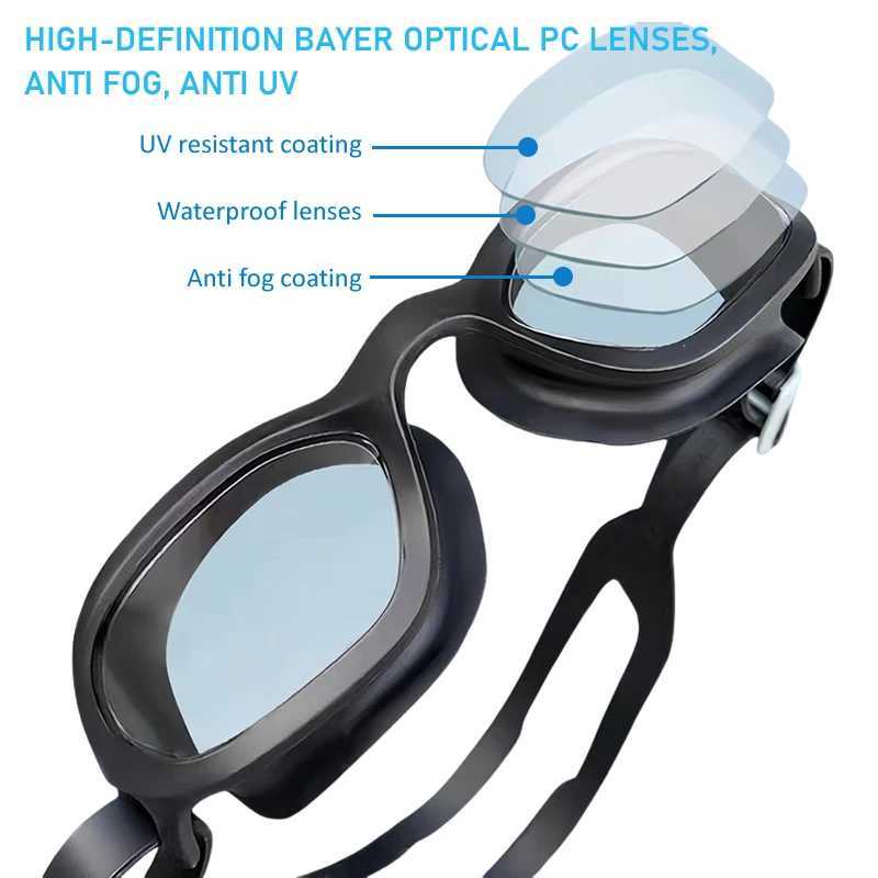 Professional Swimming Goggles Adult Kids Sports Swimming Eyewear Optical Lens HD Waterproof Anti Fog Big Frame Pool Glasses Z250215
