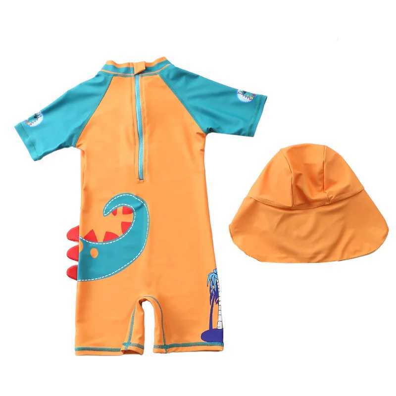 Sun Protection Quick Drying One-Piece Swimsuit Summer Girls and Boys Childrens swimsuit short sleeve Swimming SetXJ250214