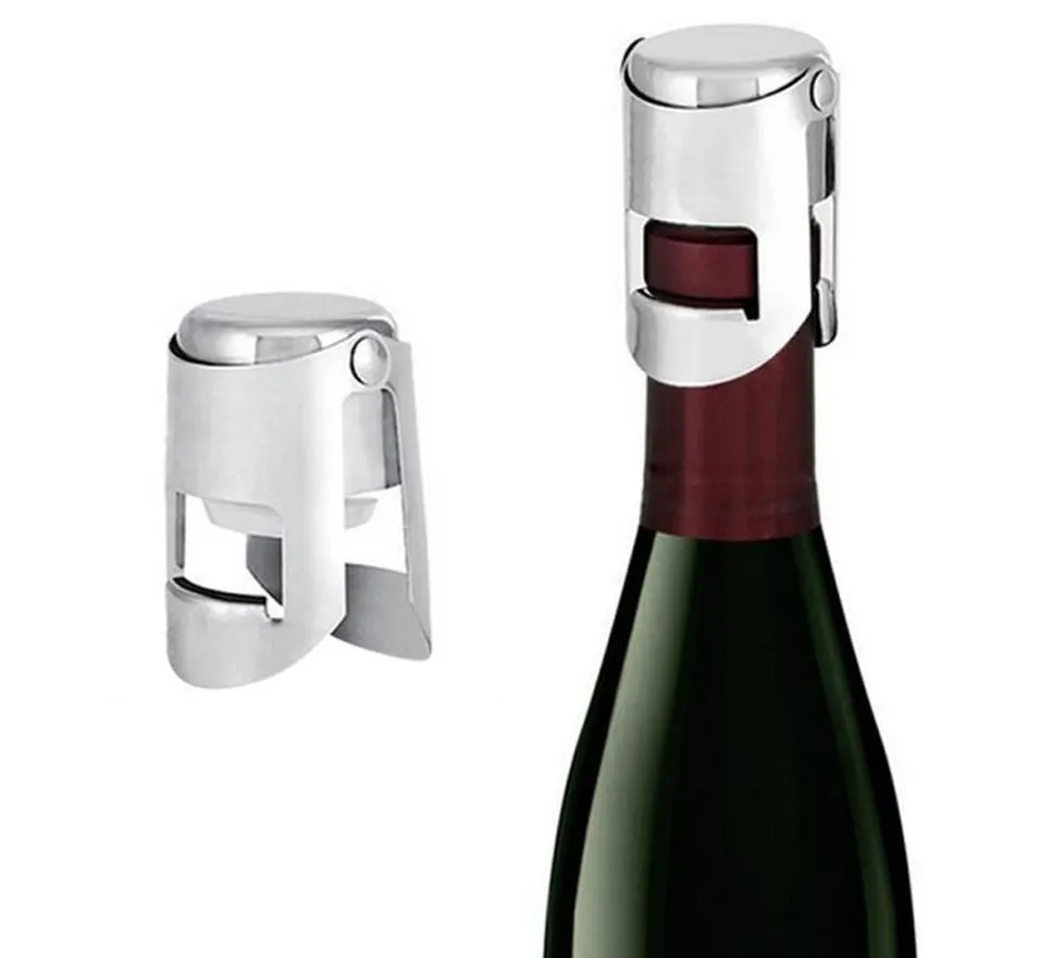 Portable Stainless Steel Wine stopper Vacuum Sealed Wine Champagne Bottle Stopper Cap FY5385 0215
