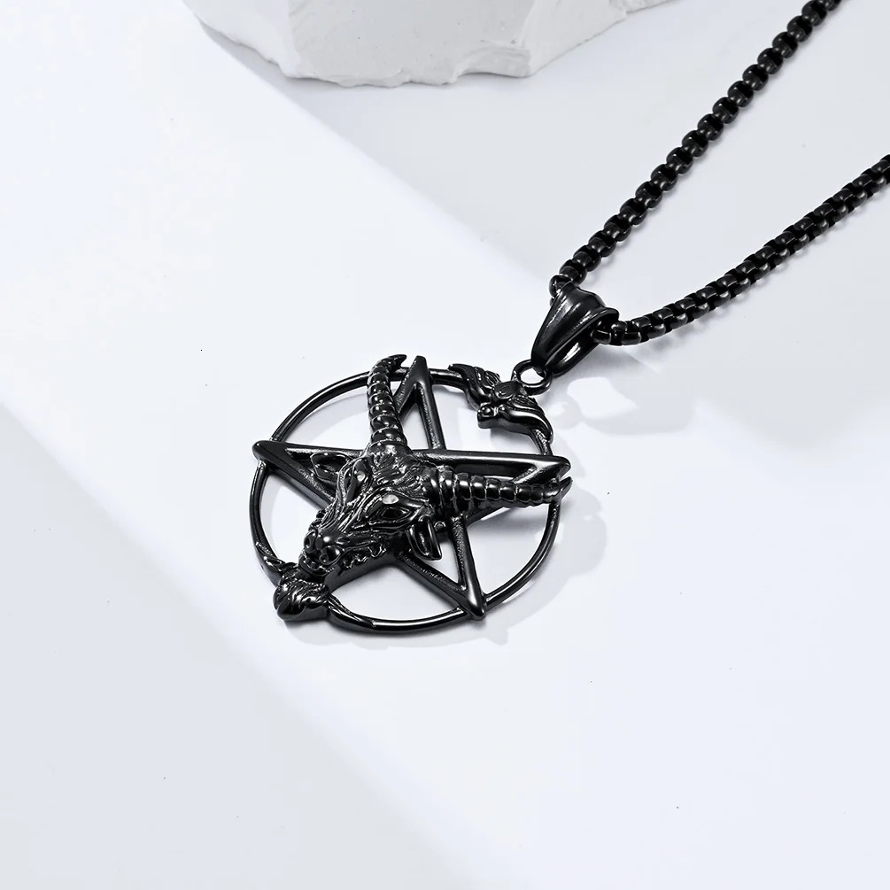 DARHSEN Men Stainless Steel Statement Pendant Necklace Baphomet Goat Satanic Satan Demon Devil Fashion Jewelry 250214