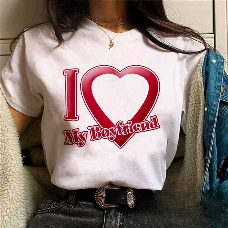 Designer Fashion Trend 2025 New Short Sleeved Valentine's Day T-shirt Men's And Women's Roundneck Top