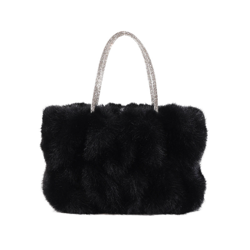 New winter fur high-end dinner bag, pleated cloud studded diamond handbag, fashionable and versatile, single shoulder diagonal cross