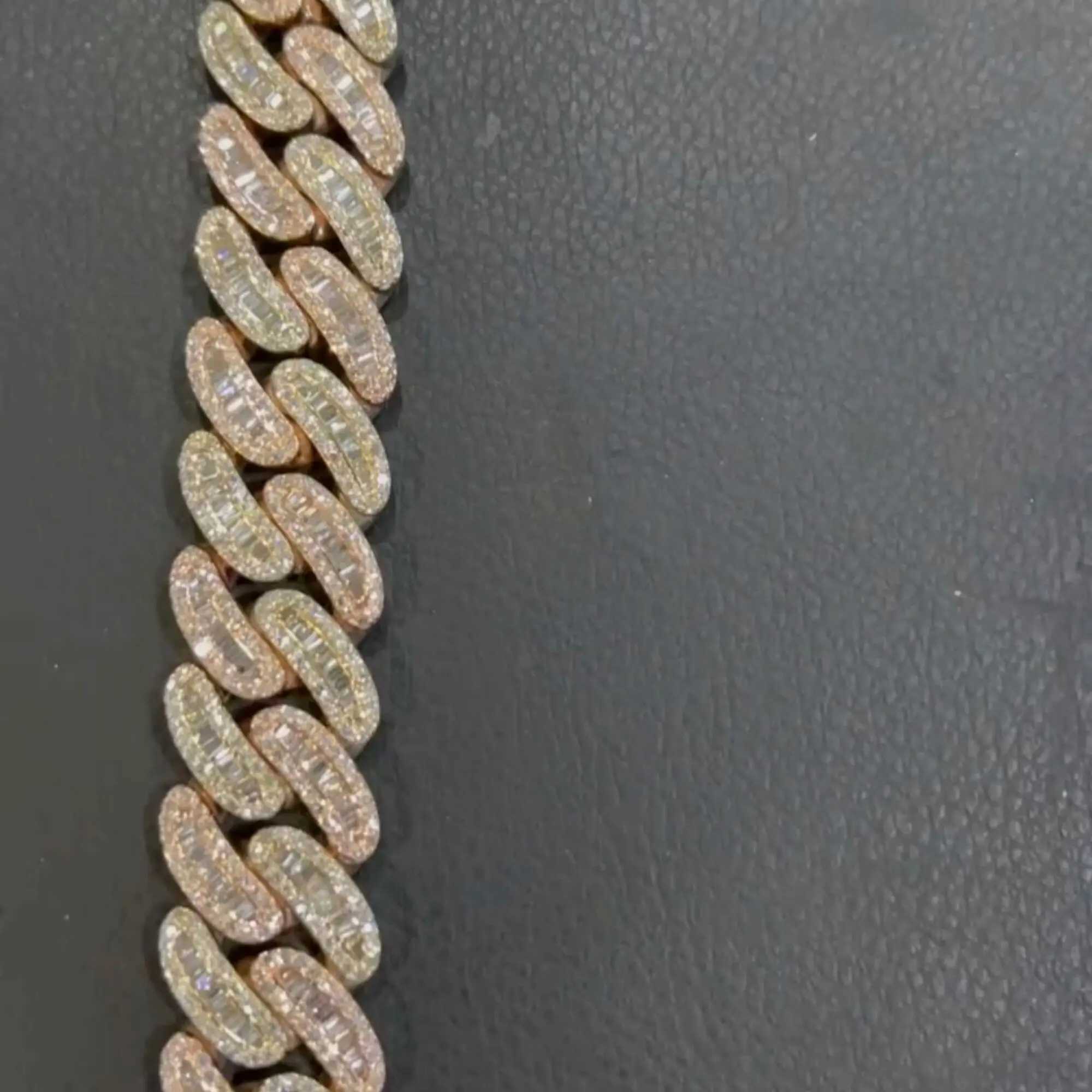 Luxury 18mm Hip Hop Full Iced Out Rope Chain Vvs Diamond Moissanite Rope Chain Men Hip Hop Iced Out