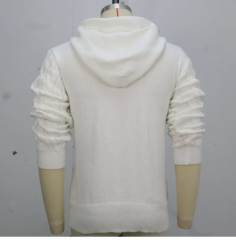 Men Sweatshirts Pullovers Sweaters Solid Casual Loose Splice Hooded Knitted Drawstring Regular Thick Warm Tops Autumn Winter 250114Z