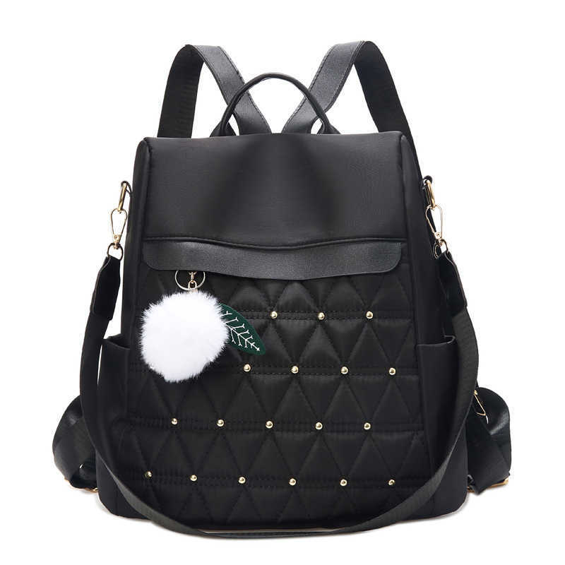 New Embroidered Diamond Grid Leisure Backpack Large Capacity Leisure Backpack Commuter Womens Bag