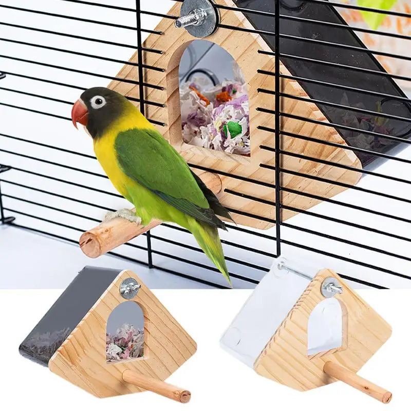Parakeet Nesting Box Wood Bird Cage House Easy To Clean Transparent Bird Nesting Box For Budgie Bird Breeding Box 250206