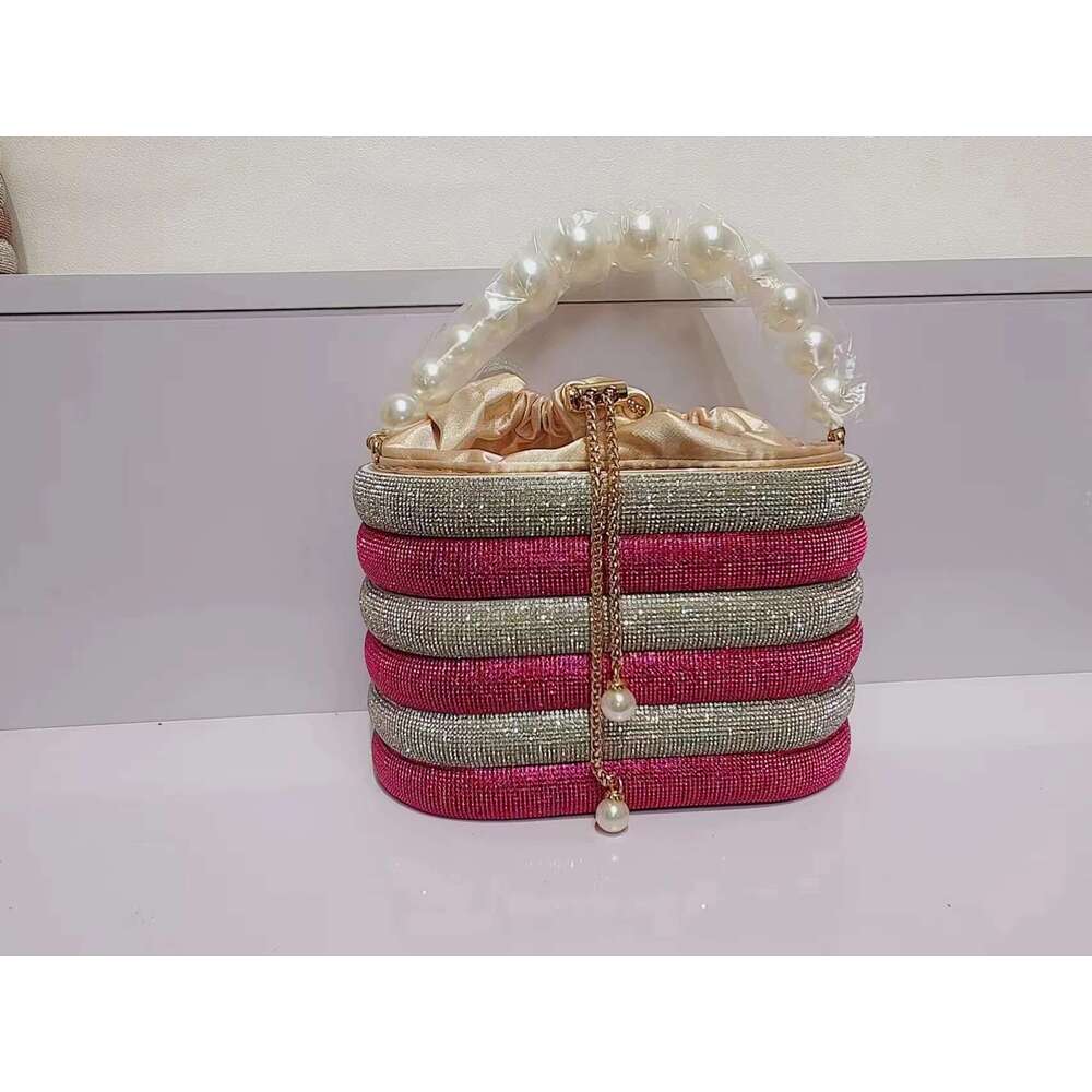 Designer Glitter Shiny Dias Evening Pearl Handle Women Handbag Wedding Party Clutch Purse Shoulder Crossbody Bag