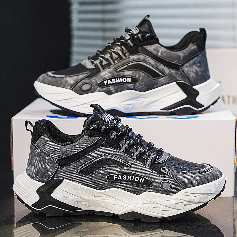 NEW hot Men Sports Shoes Thick Sole Fashion Simple Design Versatile Triple Black Khaki Blue Free shipping