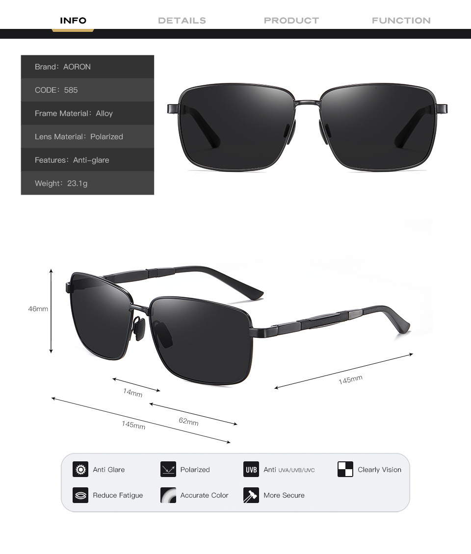 Fashion New Men's Metal Polarized Box Driver's Night Vision Glasses Anti UV designer sunglasses for women
