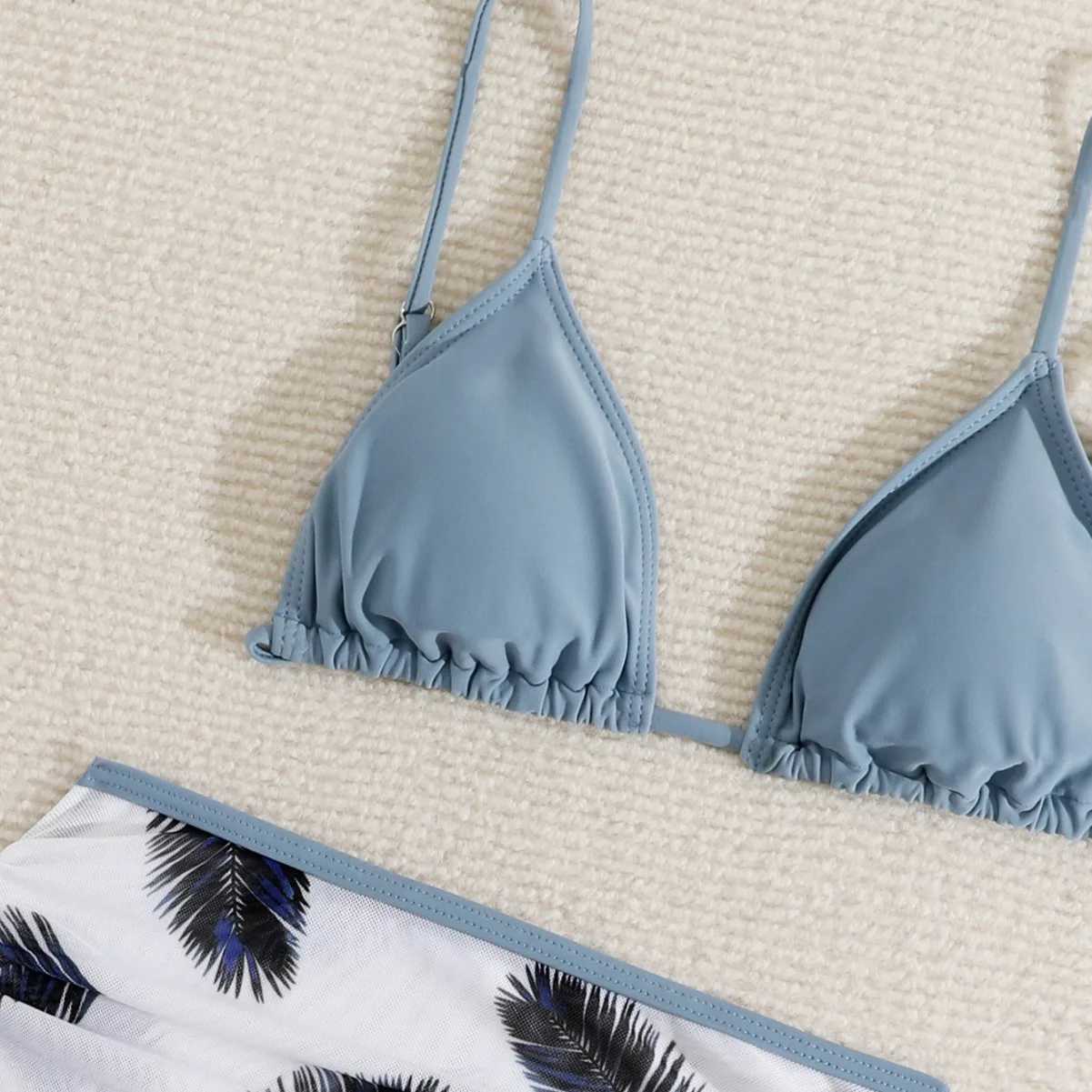 Girls 3pack Print High Waist Bikini Sets Kids Swimsuit skirts 7-12 Years Childrens Swimwear 2024 Teens Beach Wear Bathing SuitXJ250214