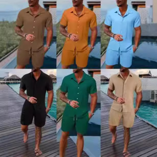 2025S designer summer men casual shirt short sleeved beach set top pants T-shirt shorts