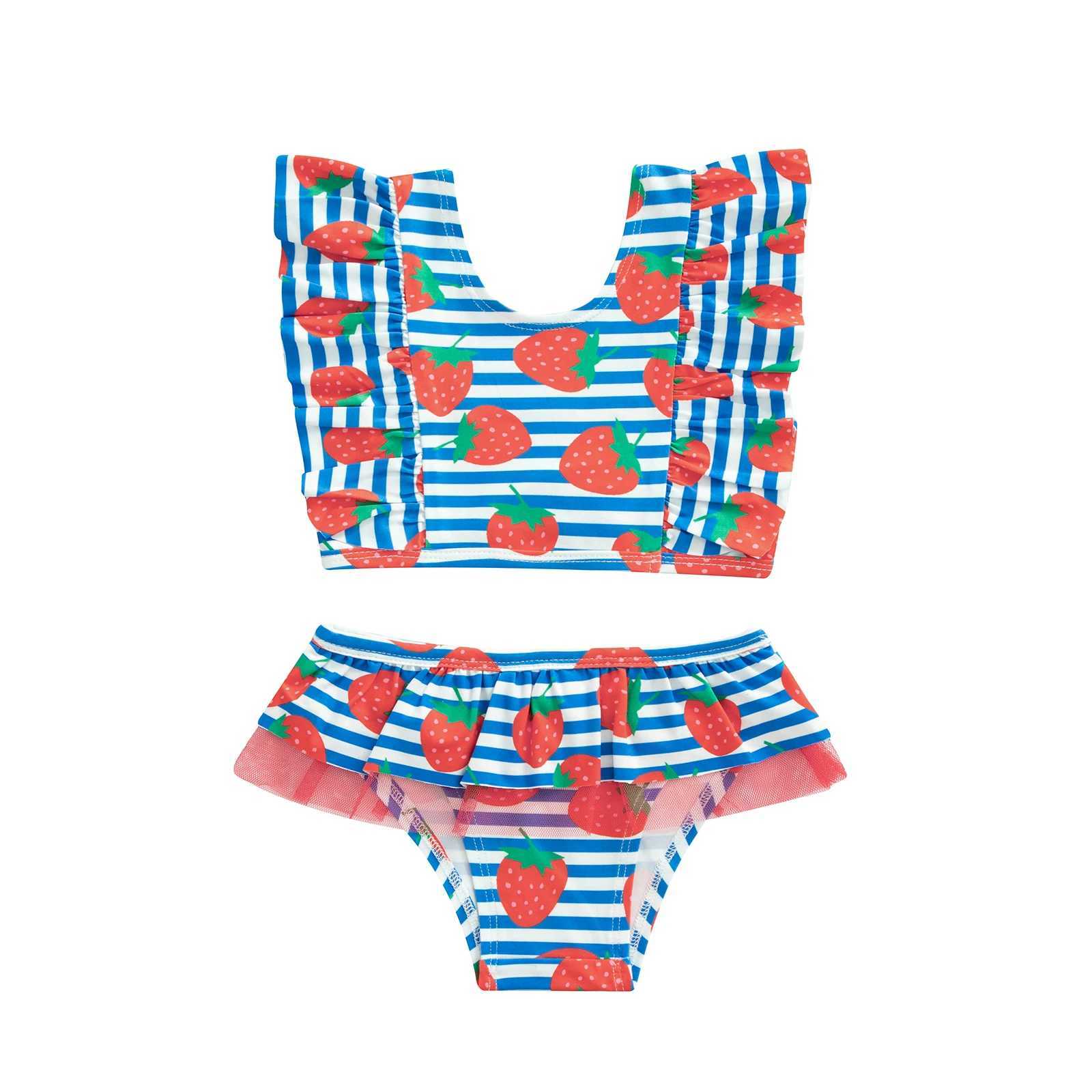 Kids Girls 2 Pieces Bikini Set Stripe Colorful Print Tank Tops Shorts Swimwear Set Summer Baby Girls Beach Bikini SetsXJ250214
