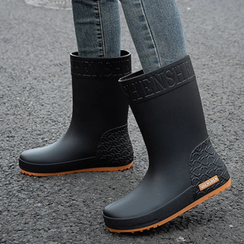 Womens waterproof boots rubber shoes for fishing work and safety small leg boots womens anti slip rain boots kitchen water boots 250213