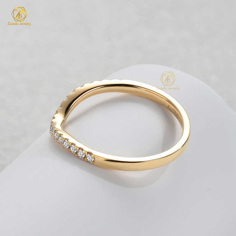 18K Yellow Gold 1.3mm FG VS Round Natural Diamond Half Band Eternity Ring for Fashion Engagement Daily Wear