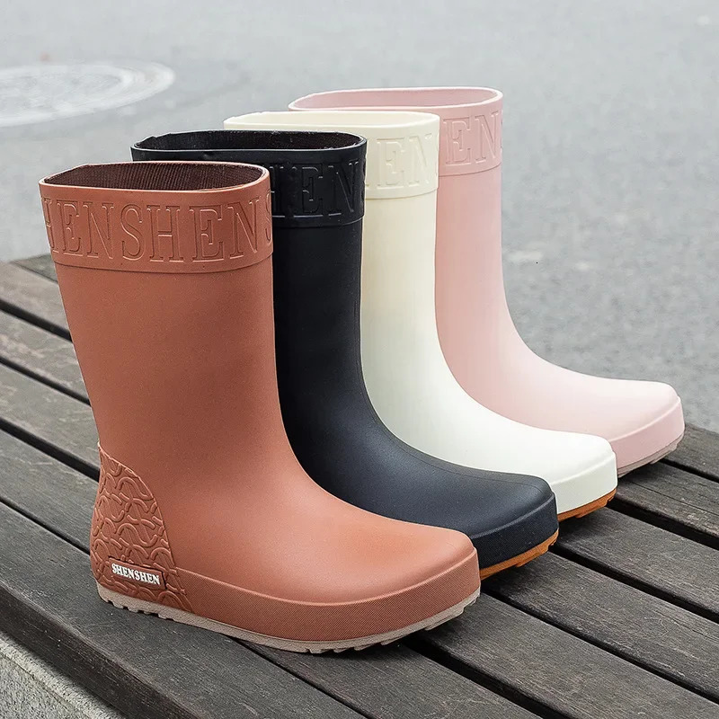 Womens waterproof boots rubber shoes for fishing work and safety small leg boots womens anti slip rain boots kitchen water boots 250213