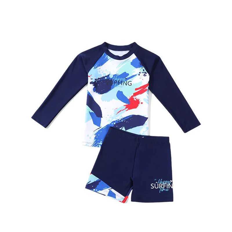 Childrens Long Sleeve Professional Sunscreen Swimwear Girls and Boys Swimsuit Kids Hot Spring Clothes 2 PcsXJ250214