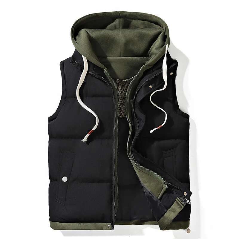 Autumn winter down vest for men and women, versatile, loose, trendy brand, fake two-piece vest, cotton jacket