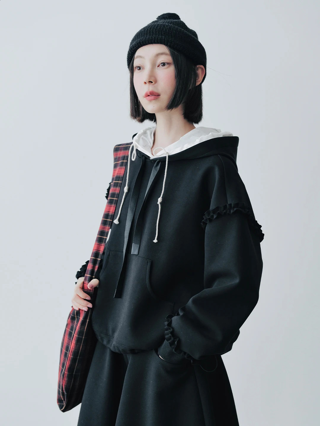 autumn lace hooded drawstring loose top for women 244837 250213