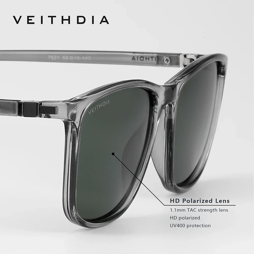 VEITHDIA Sunglasses Unisex Retro TR90 Sunglasses Polarized UV400 Lens Vintage Eyewear Sun Glasses For Men/Women 7521 250213