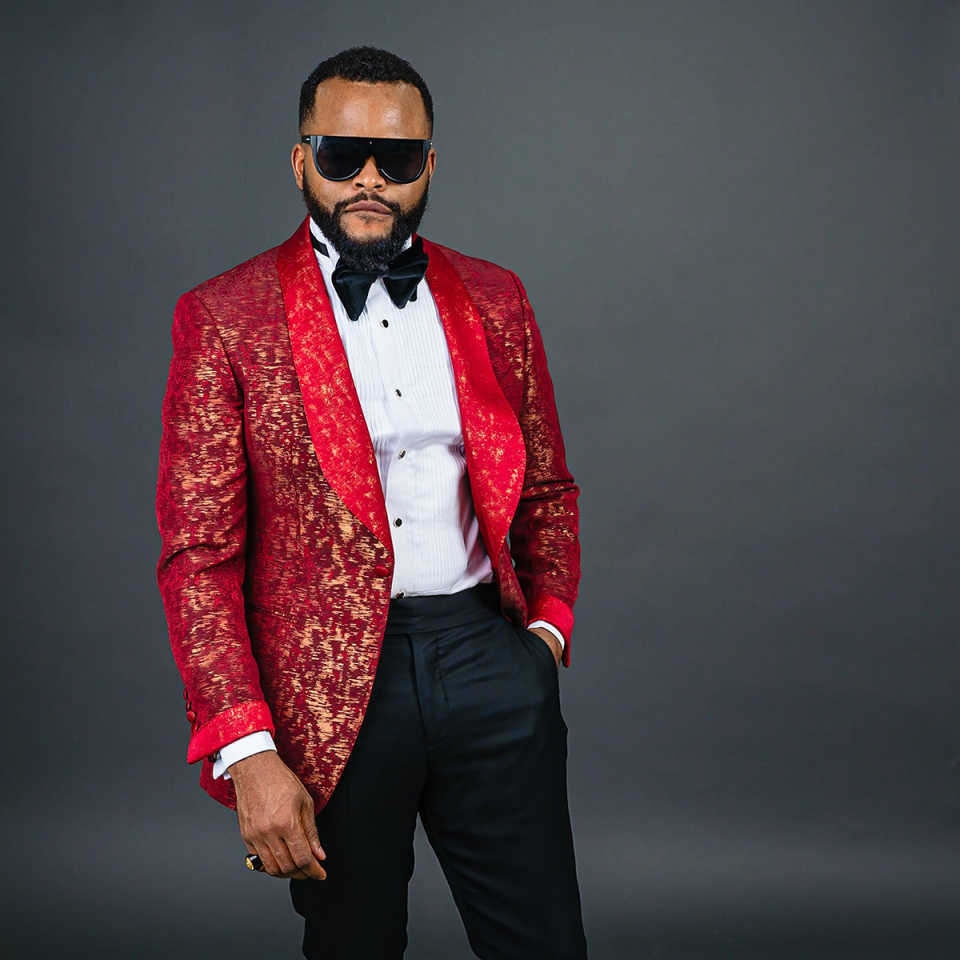 Red Pattern Mens Wedding Tuxedos Shawl Lapel Groom Wear Party Birthday Black Pants Suits 2 Pieces Customized