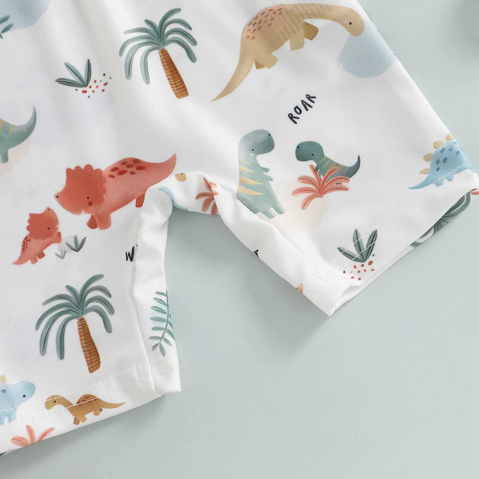 MISOWMNJOY Summer Baby Long Sleeve Swimwear Fashion Toddler Boys Rash Guard Swimsuit Dinosaur Print Zip Beachwar with Swim CapXJ250214