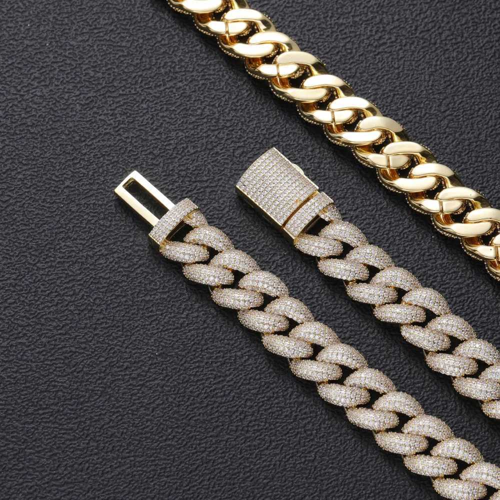 Shine Bright Moissanite Iced Out 16mm Chain Solid Gold Plated S925 Miami Cuban Link Necklace