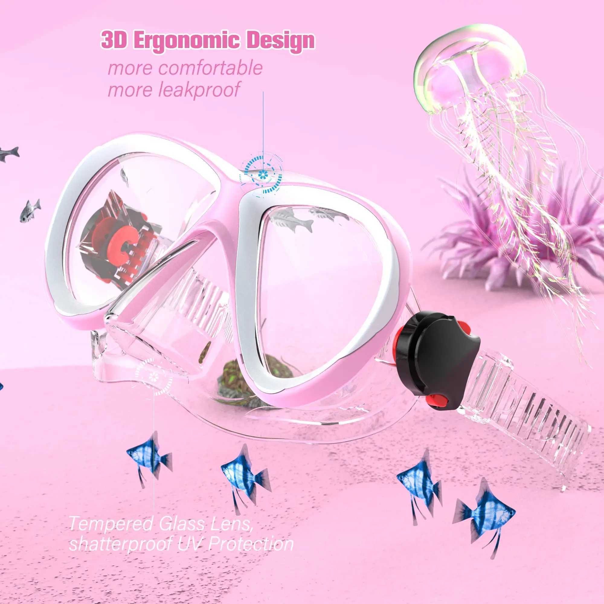 Findway Snorkel Mask for Kids Swimming Goggles Kids with Nose Cover for 4-14 Year Old Boys and Girls No Leakage Diving Masks Z250215