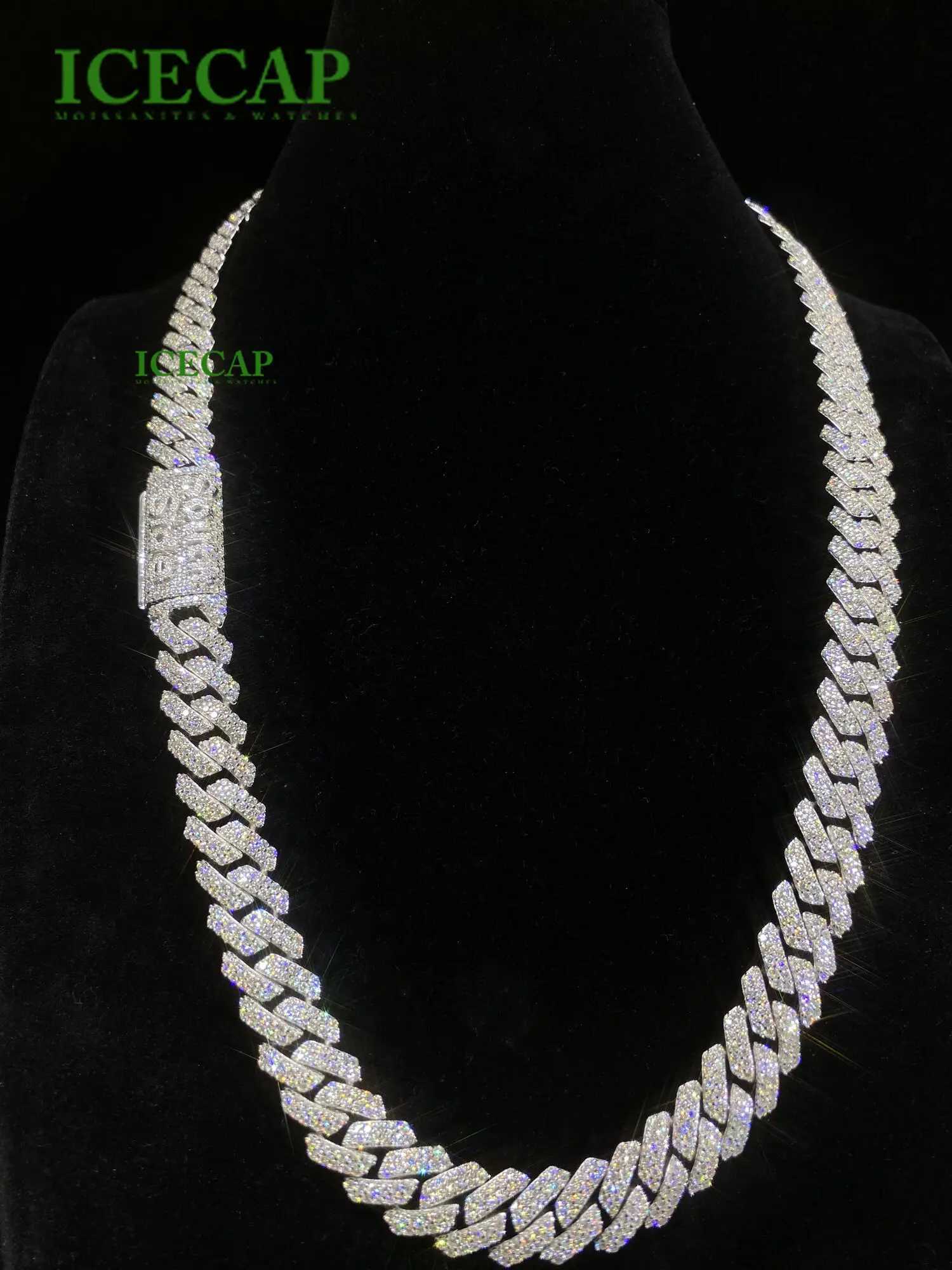 Hiphop Jewely Custom 12mm 2 Rows Vvs Moissanite Cuban Chain Lock Name Sterling Silver Pass Diamond Tester Rapper Chain Necklace