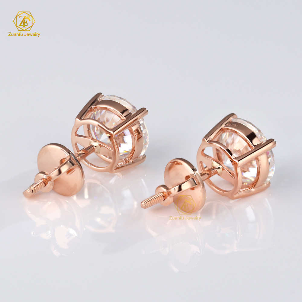 IGI Certified CVD 0.5ct 1ct 2ct Lab Diamond Earrings 10K Solid Rose Gold Screw Lock Diamond Solitaire Earrings Lab Grown