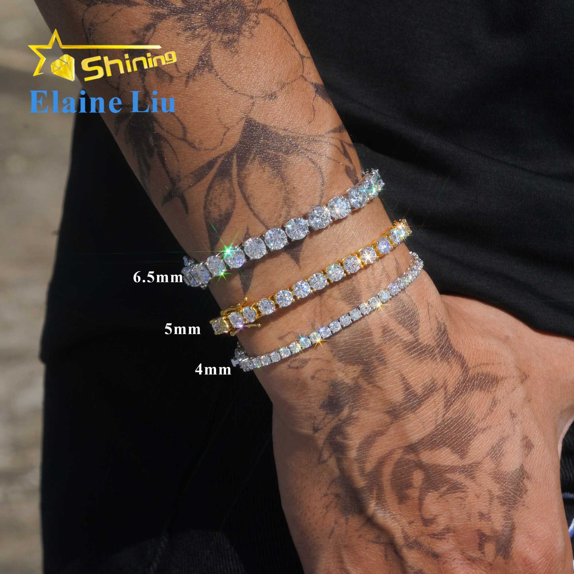 Factory Direct Price Iced Out 2mm 3mm 4mm 5mm 6.5mm VVS Silver 925 Hip Hop VVS Moissanite Diamond Tennis Chain