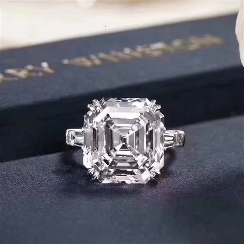 Vecalon Promise Ring 925 sterling silver Asscher cut 5ct AA Cz statement Wedding band rings for women Bridal Fine Jewelry 250214