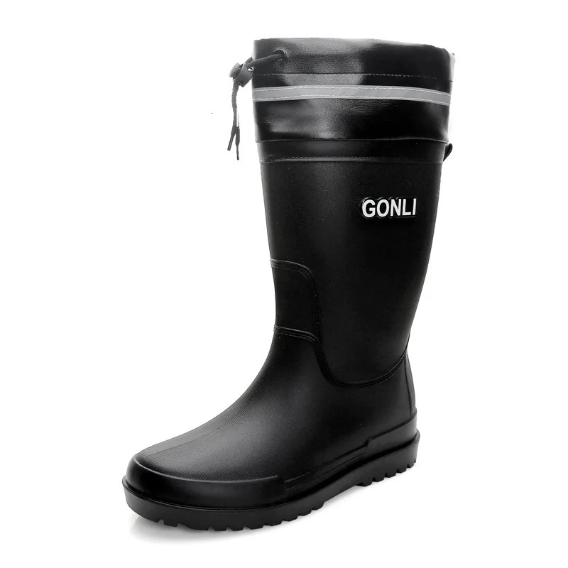 Mens rain boots rain boots adult mid length fashionable Korean water shoes soft anti slip thick sole 250213