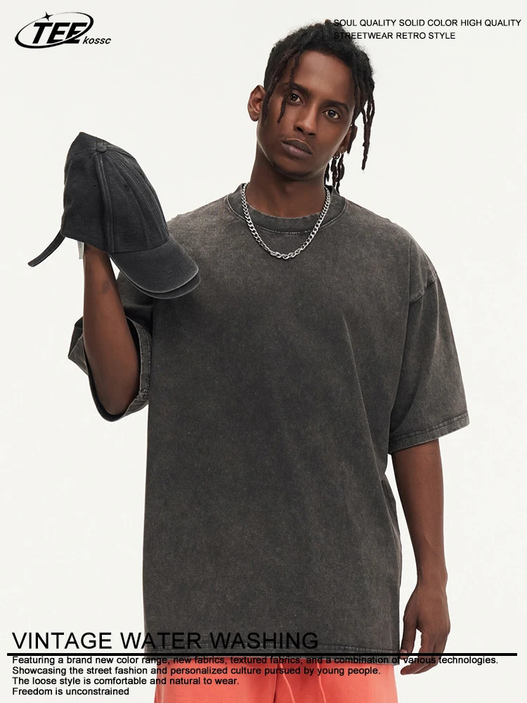 Summer Washed T Shirt Men Women Cotton Loose O-Neck Oversized Tee Couple Korean Y2k Tops Casual Vintage Short Sleeve T-shirt 250213