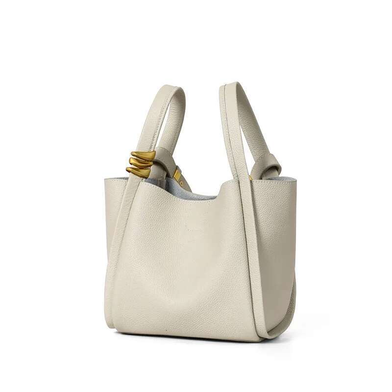 Spring Summer Yellow Bucket Tote Brand Designer Fashion Cowhide Leather Women Handbag Urious Ladies Shoulder Bag