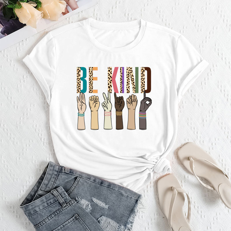 Designer Fashion Versatile Top 2025 Women Tank Top Gesture Printed Polyester Ammonia T-shirt