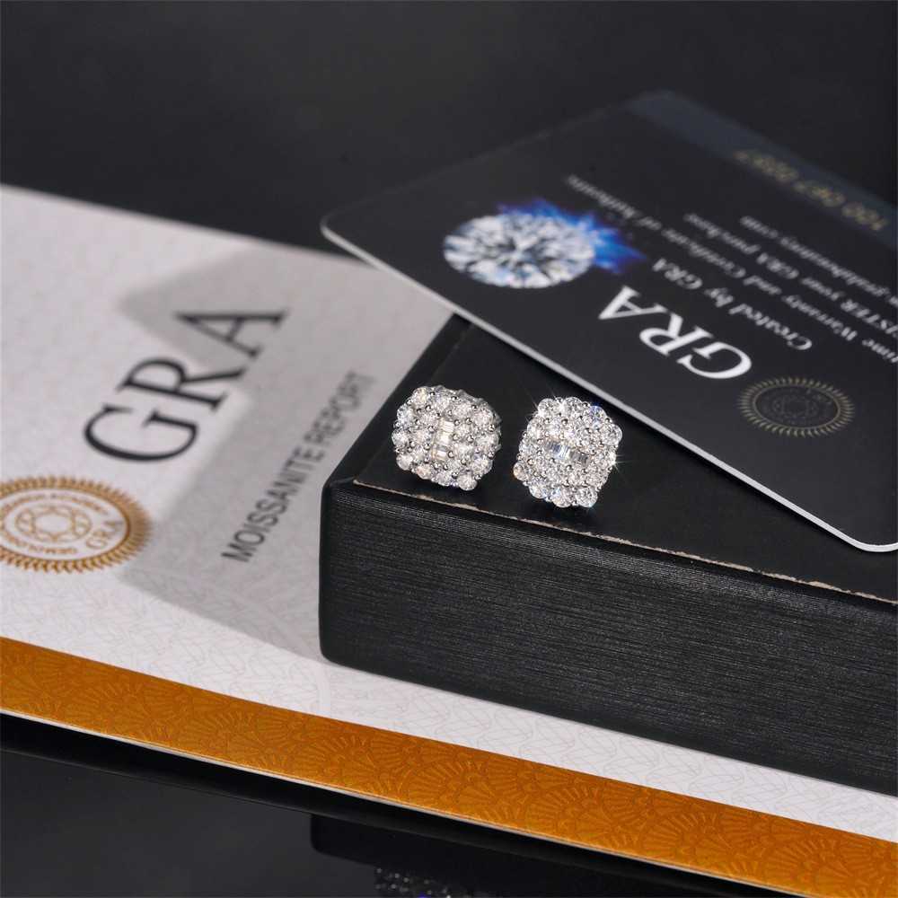 925 silver moissanite earrings for drainage fashion have passed the GRA certification test pen and are popular accessories
