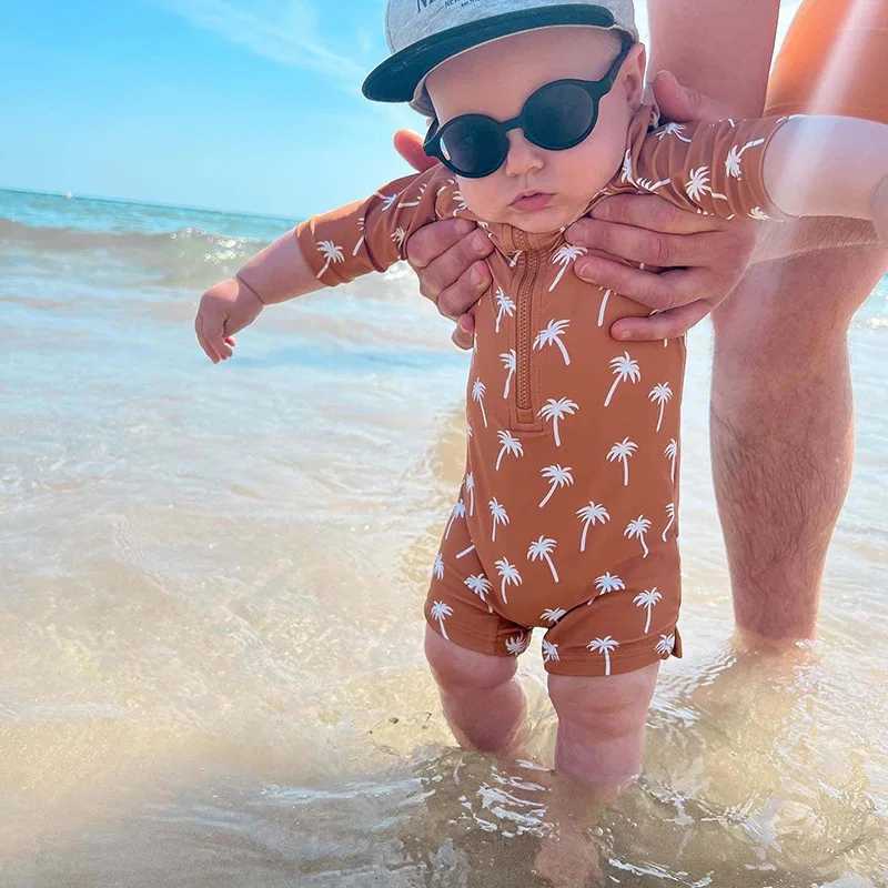 NEW Baby Boys Swimsuit Long Sleeves One Piece Swimwear for Kids Toddler UPF50+ Rash Guards Infant Bathing Suit Korea SetXJ250214