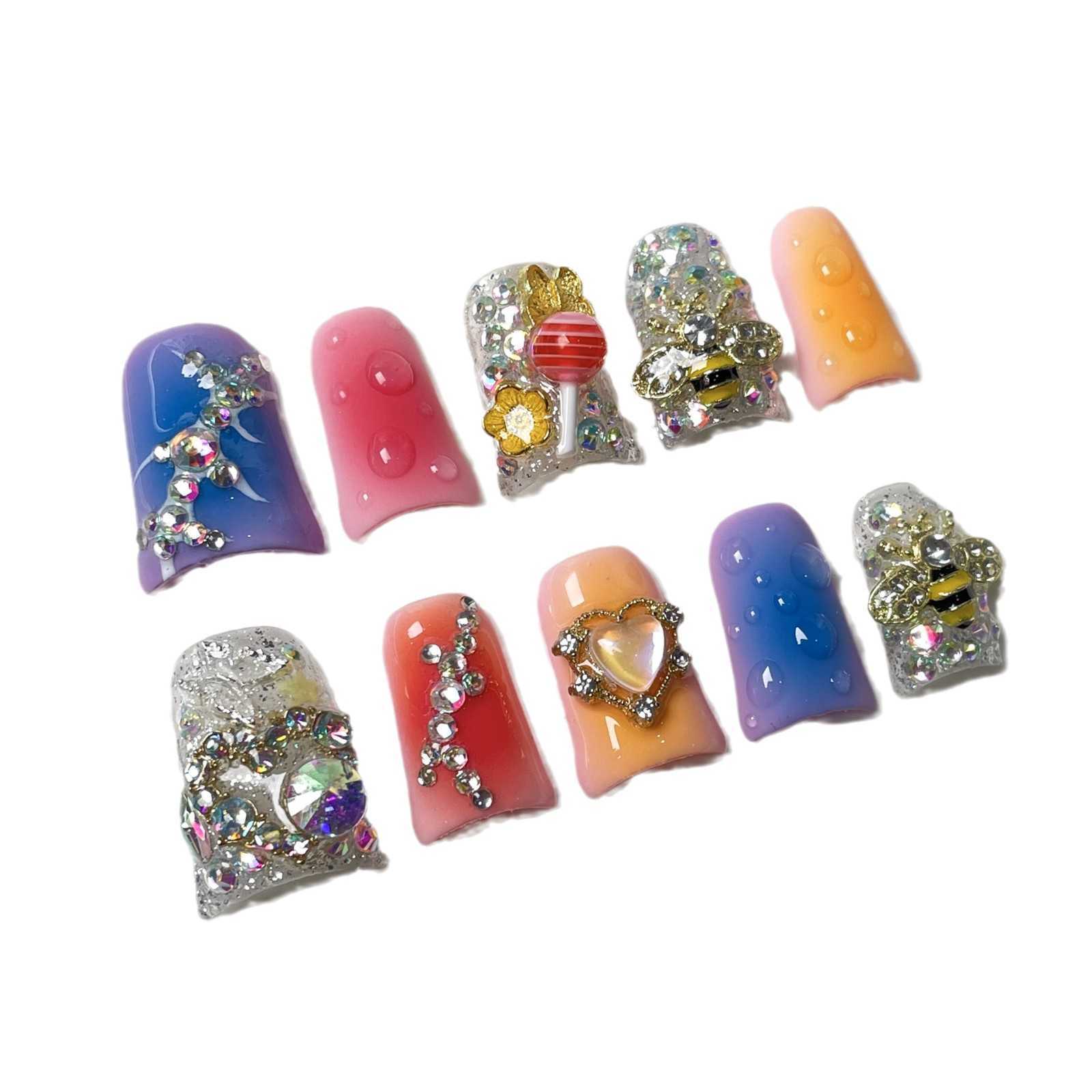 False Nails Wearing nail by hand sweet and cool girl powder blusher duck bill wearable false H25215
