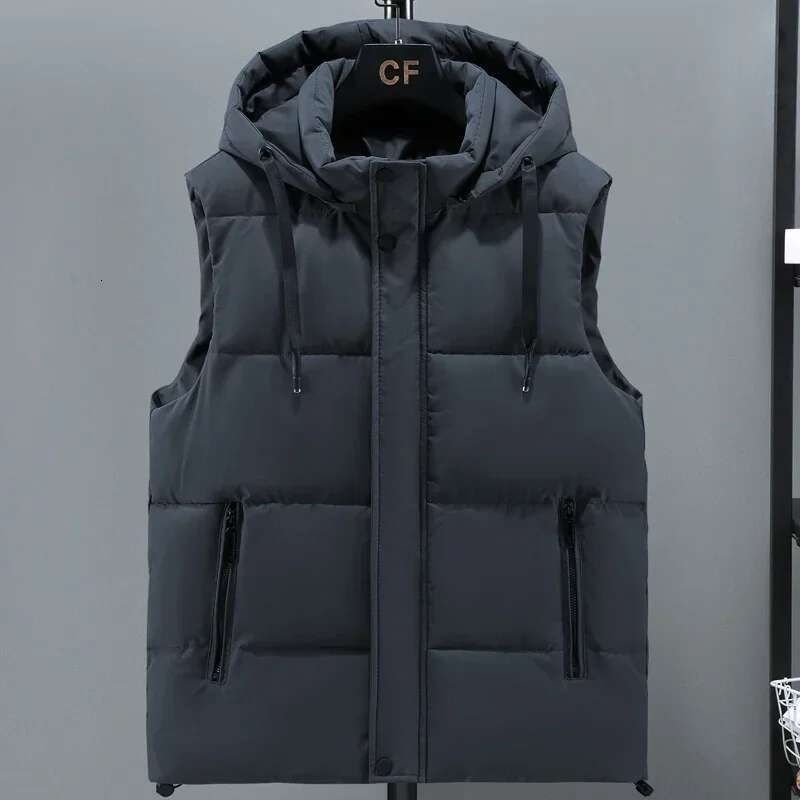 Autumn Winter Vest MenThick Warm Hooded Sleeveless Jacket Male High Quality Waistcoat Casual Fashion Clothes Outerwear