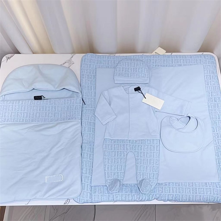 Autumn and winter baby designer new brand men's and women's baby climbing clothes simple long sleeve cotton onesie sleeping bag five-piece hip hop climbing clothing D10