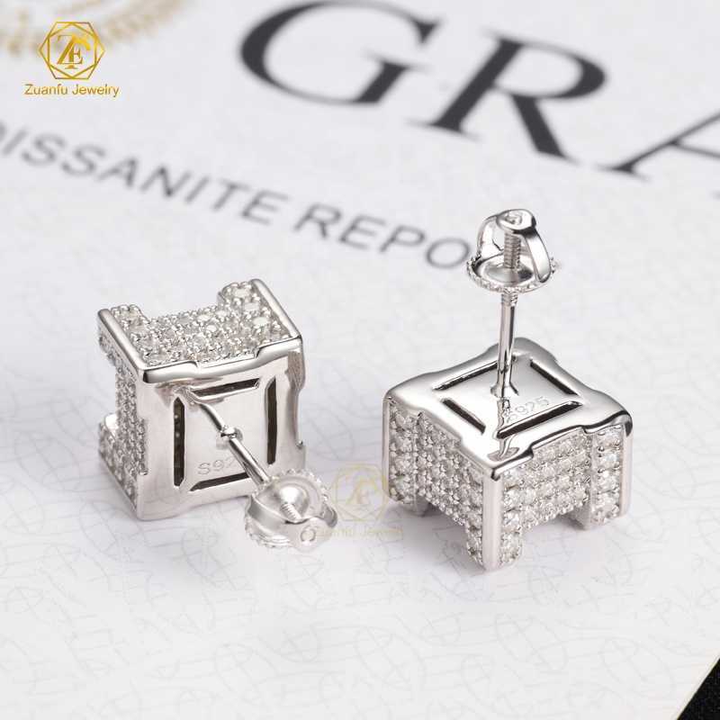 GRA Certified VVS Moissanite Earrings Solid 925 Sterling Silver HipHop Stud Earring Daily Life Moissanite Men Earrings