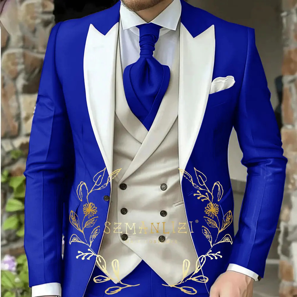 Light Green Classic Men Suit 3 Piece Tuxedo Peaked Lapel Groomsmen Wedding Suits Set Fashion Men Business Blazer Pants Vest 250214